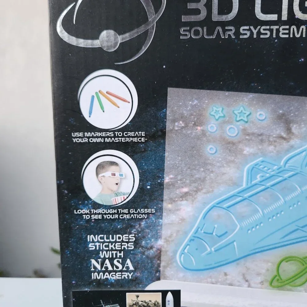 NEW 3D Light Up Solar System Drawing Board with Stickers with NASA Space Imagery